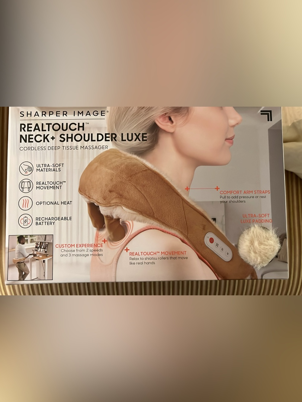 Sharper Image RealTouch Neck & Shoulder Luxe in Beige